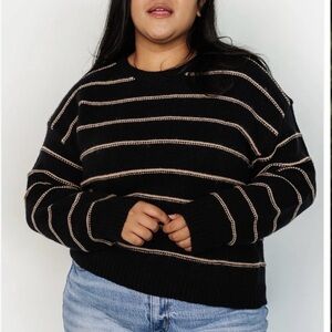 Baltic born Striped Black and Tan Sweater